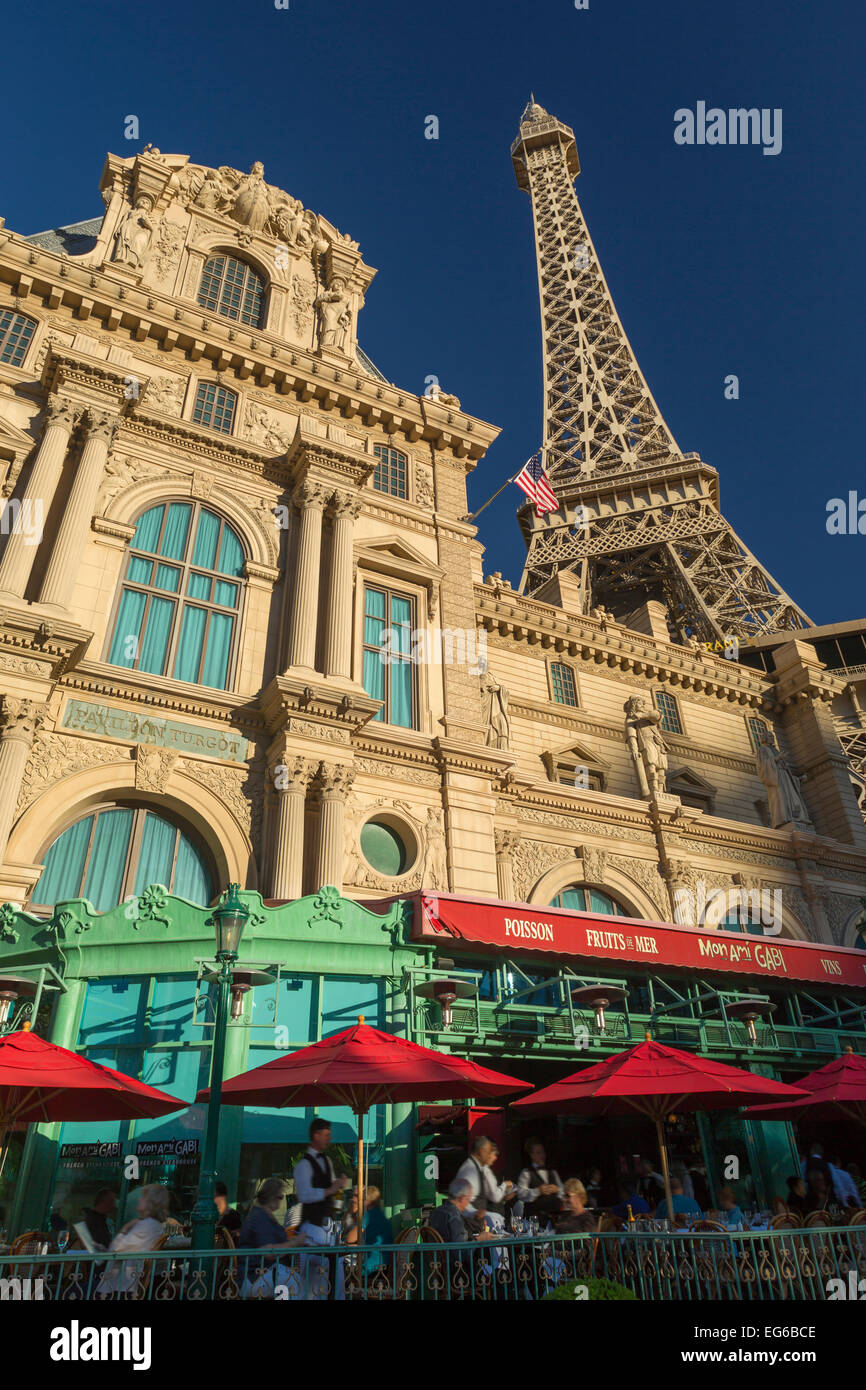 OUTDOOR-BISTRO PARIS PARIS HOTEL CASINO STRIP LAS VEGAS NEVADA USA Stockfoto