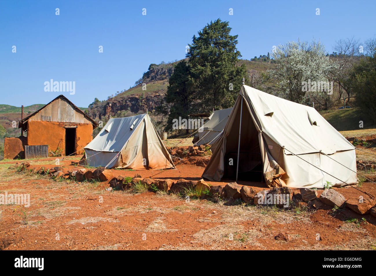 Ehemaligen Goldbergbau Camp am Pilgrim es Rest Stockfoto
