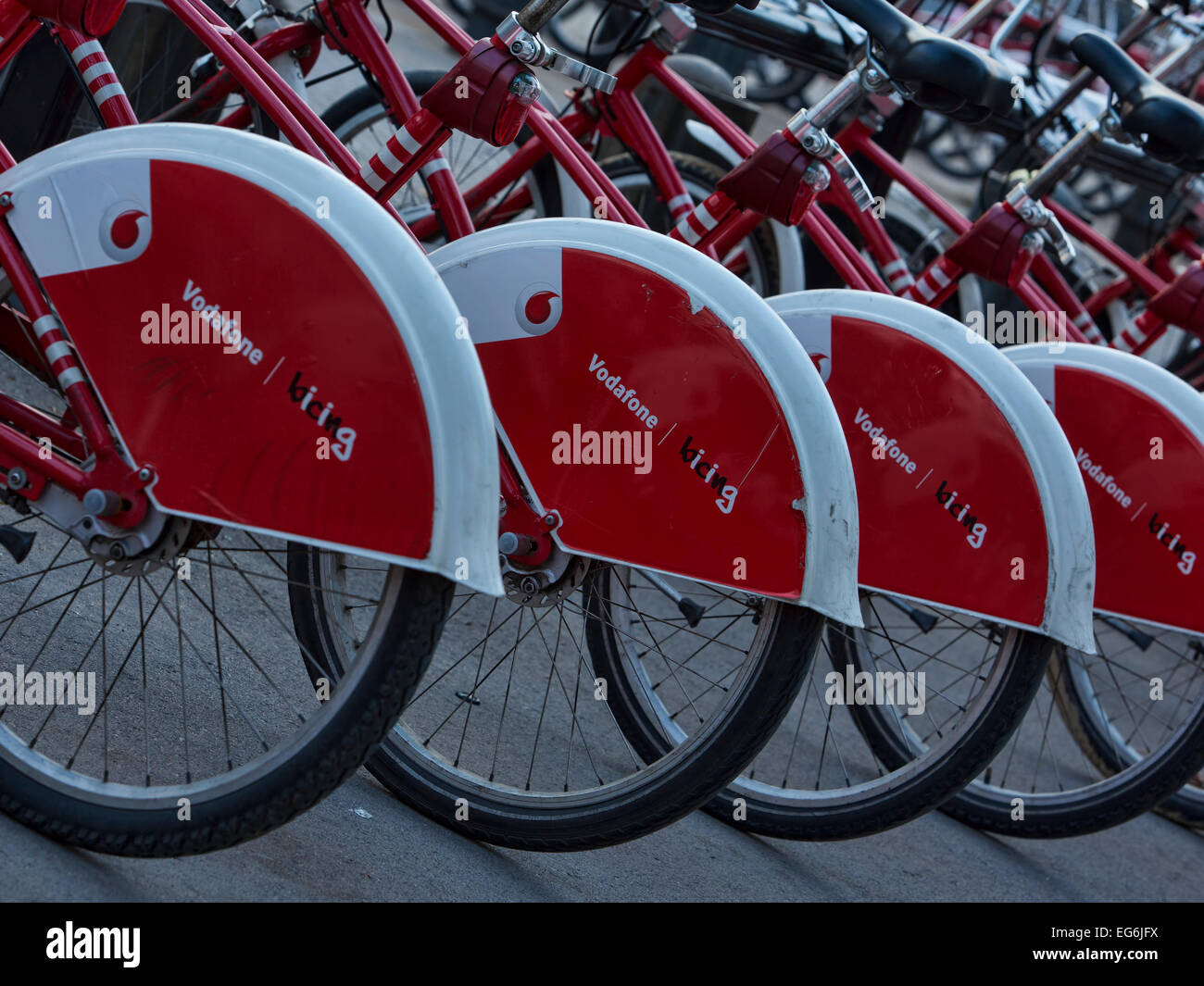 Fahrradverleih in Barcelona, Spanien Stockfoto