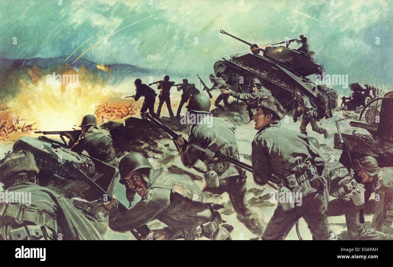 Schlacht von Chipyong-ni stoppte die nordkoreanische/chinesische Armee Invasion von Südkorea. 290.000 Kommunistische Truppen wurden durch angehalten Stockfoto