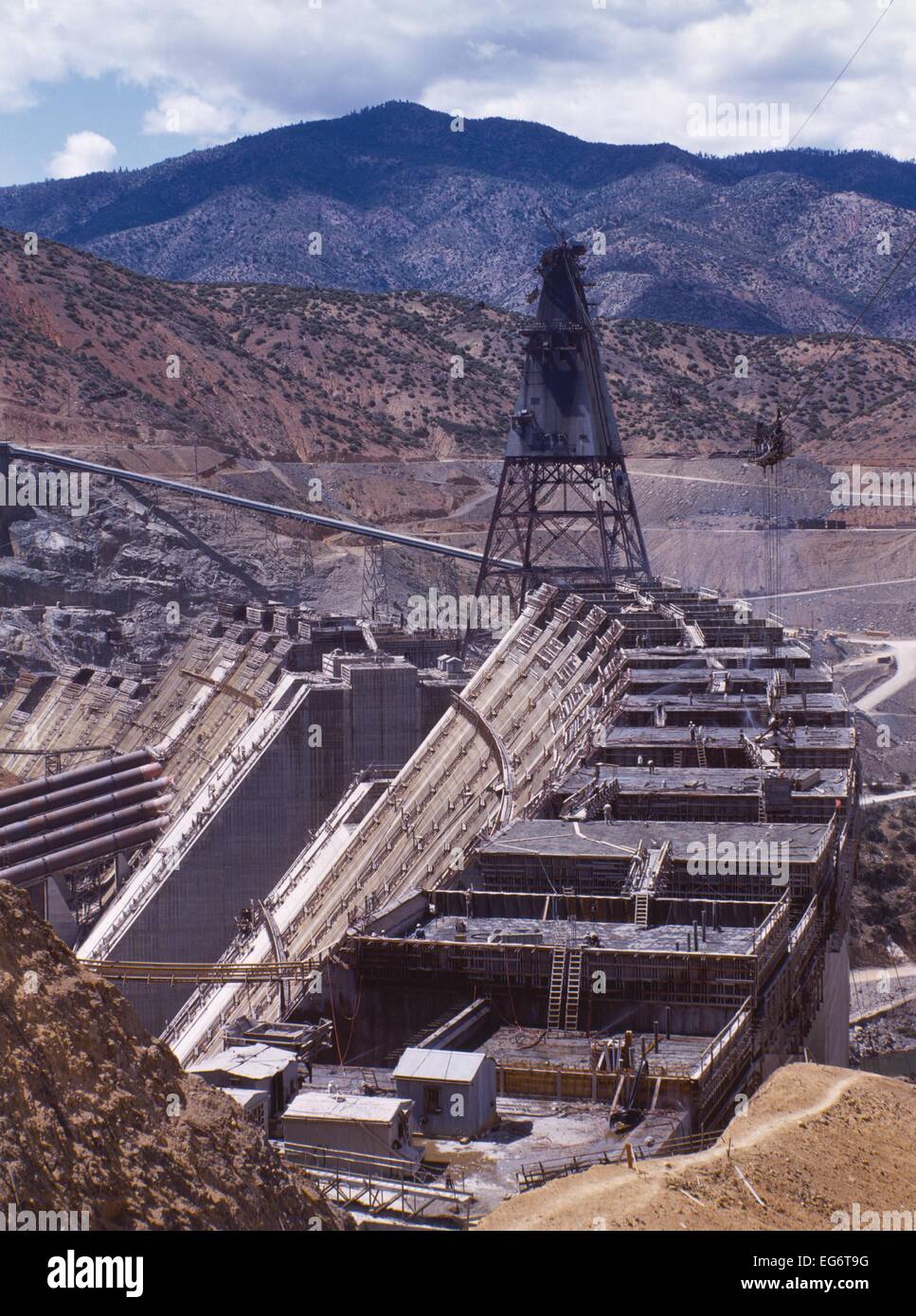 Shasta Staudamm im Bau, California. Auf dem Sacramento River von 1938 bis 1945 gebaut. Seine Hauptfunktion besteht darin speichern Stockfoto