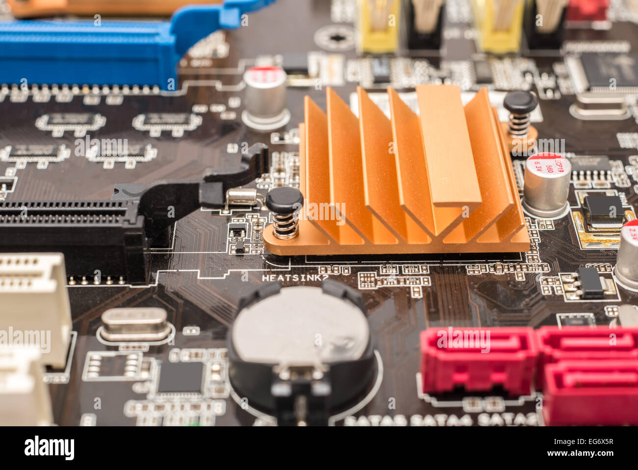 Chipsatz Kühler auf Computer-Motherboard Stockfoto