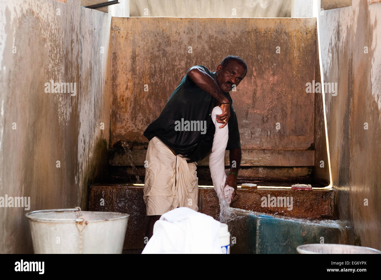 Cochin-Wäsche (Dhobi Wallers) Wäsche für Einheimische, Hotels und der Stadt Stockfoto