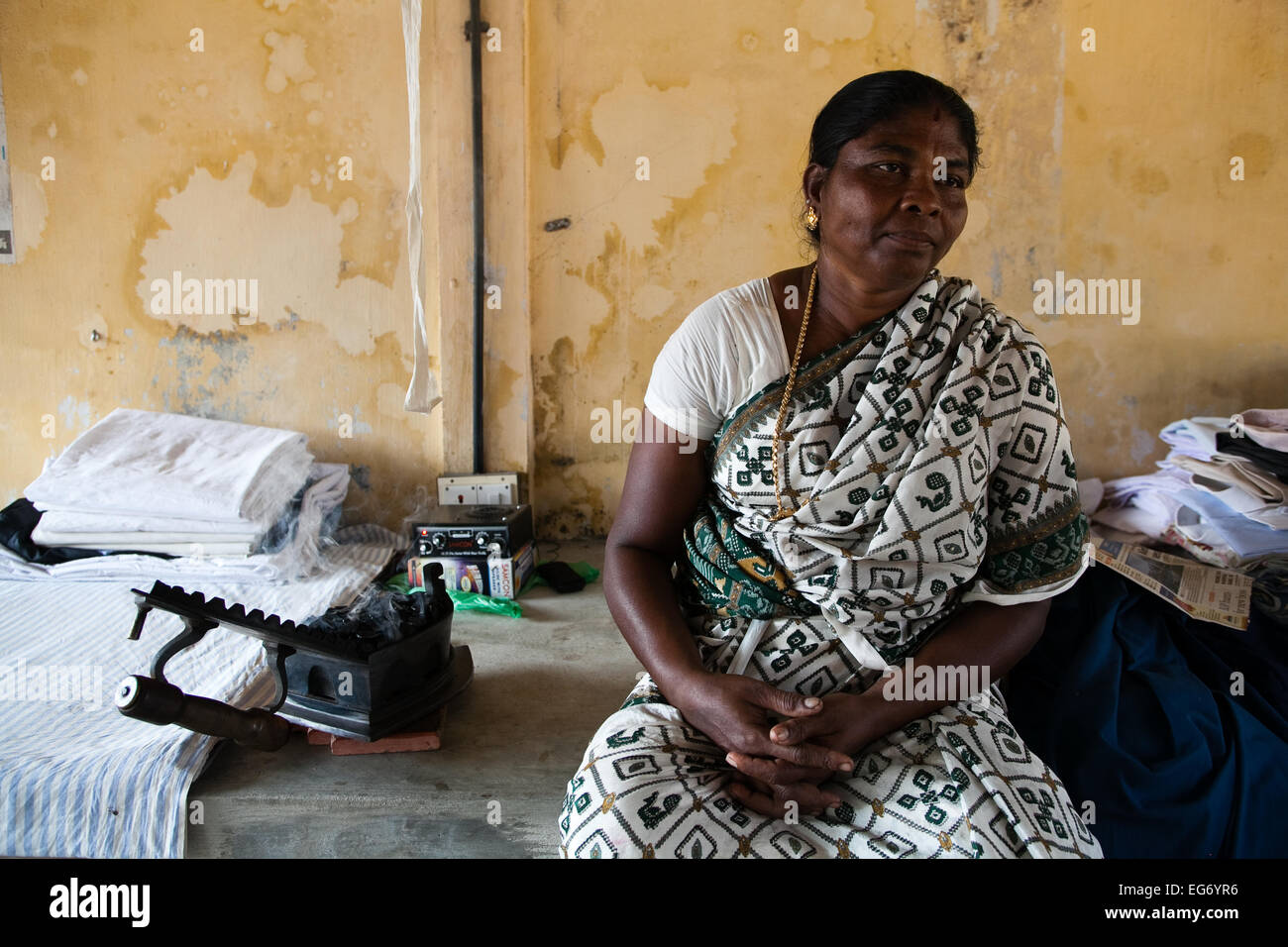 Cochin-Wäsche (Dhobi Wallers) Wäsche für Einheimische, Hotels und der Stadt Stockfoto
