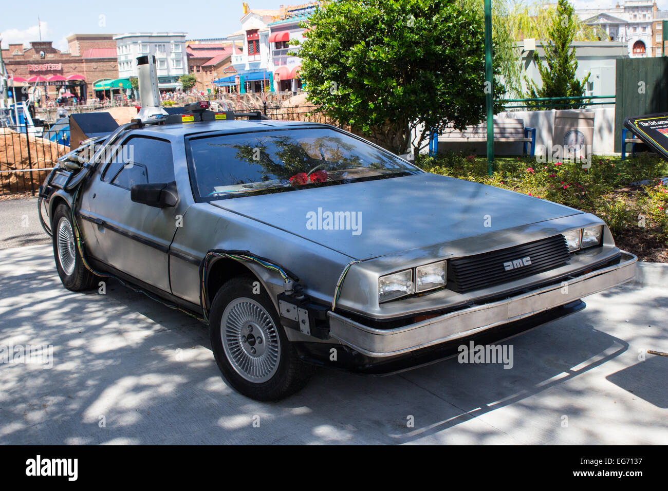 DeLorean Auto in den Universal Studios in Florida. Stockfoto