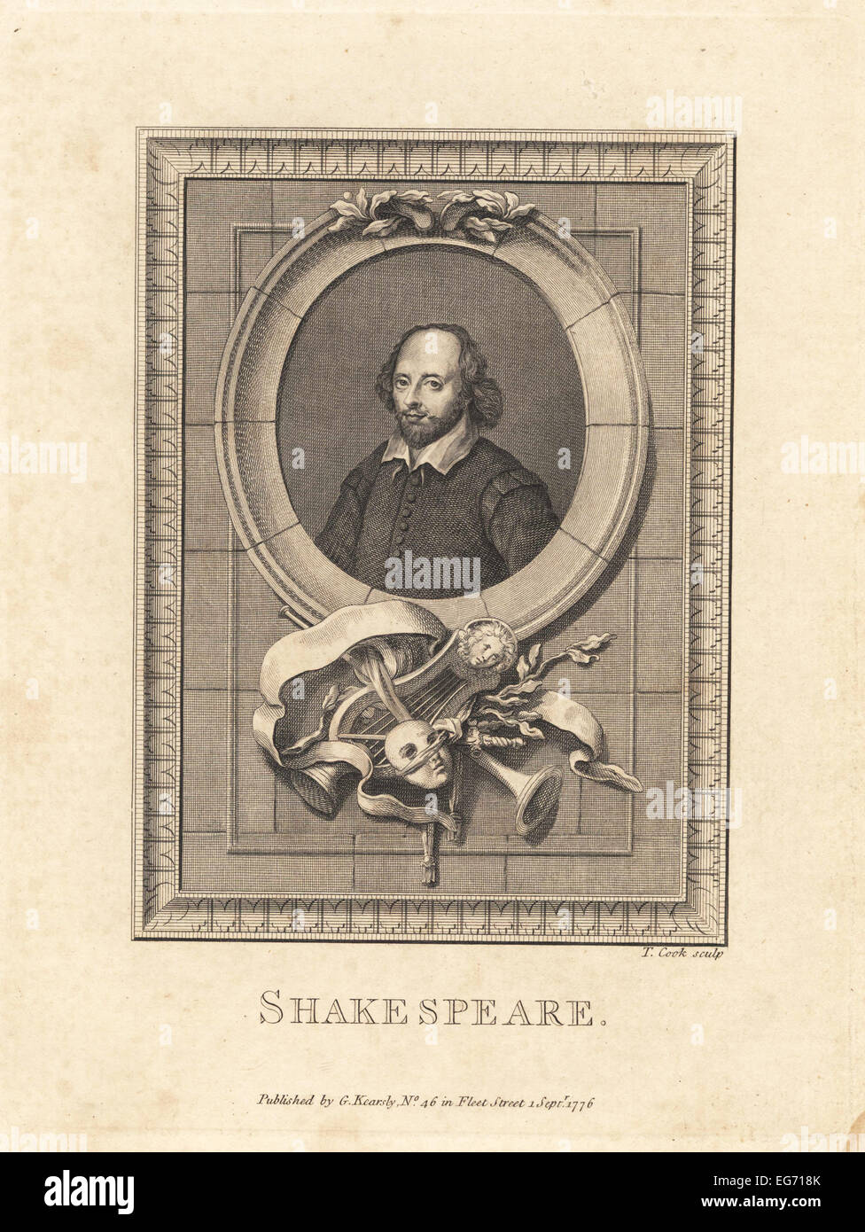 Porträt von William Shakespeare, englischer Dichter und Dramatiker, 1564-1616. Stockfoto