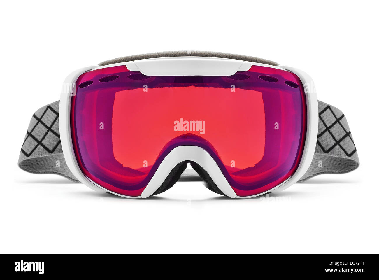 Winter Ski Brille auf weiß Stockfoto