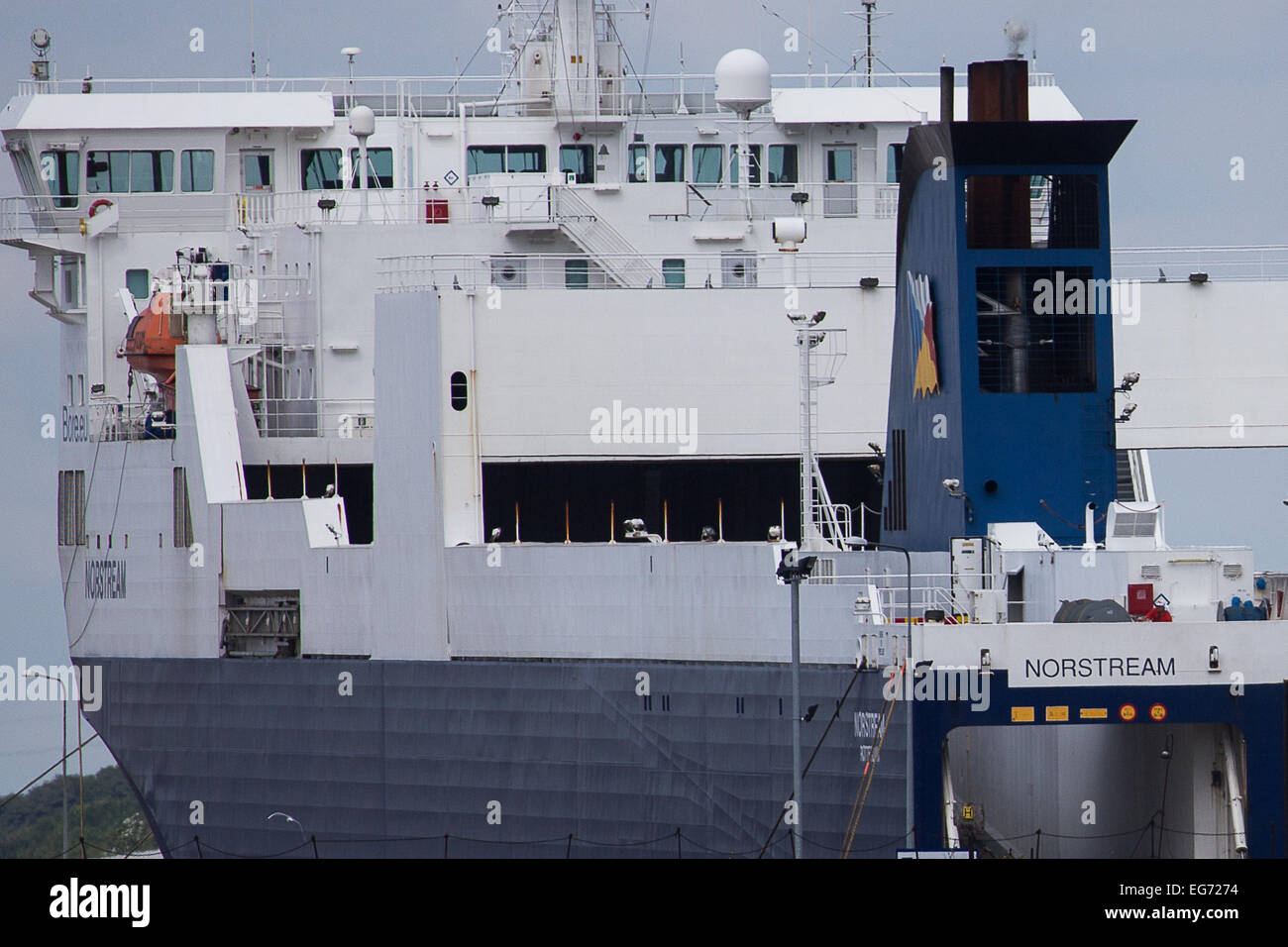 Norstream ist abgebildet in Tilbury Dock nach diesem Vorfall am Morgen. Mitwirkende: Norstream wo: Tilbury, Vereinigtes Königreich bei: 16. August 2014 Stockfoto