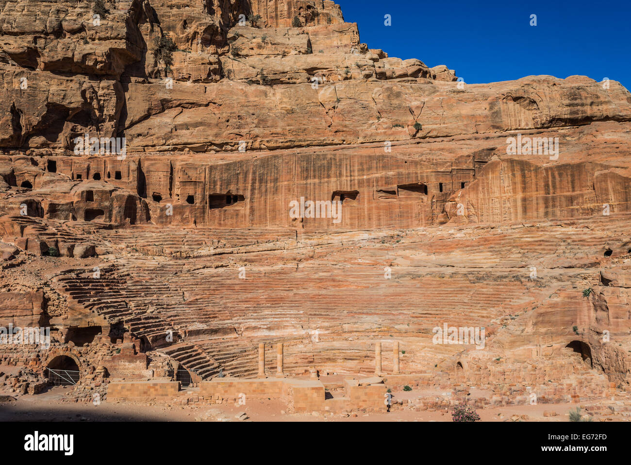 Römisches Theater Arena im nabatäischen Petra Jordanien Naher Osten Stockfoto