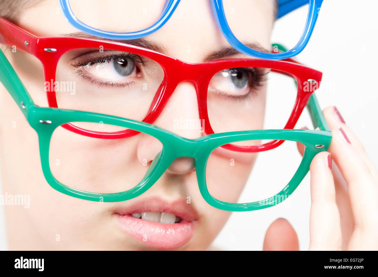 Mädchen mit Brille Stockfoto