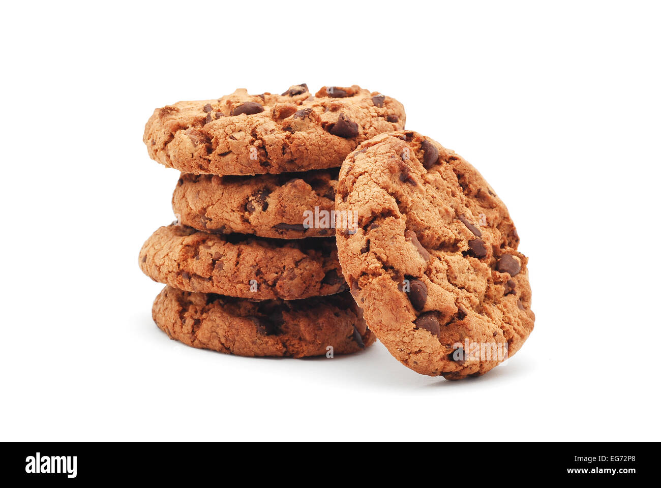 Schokoladenflocken Cookies auf weiß Stockfoto