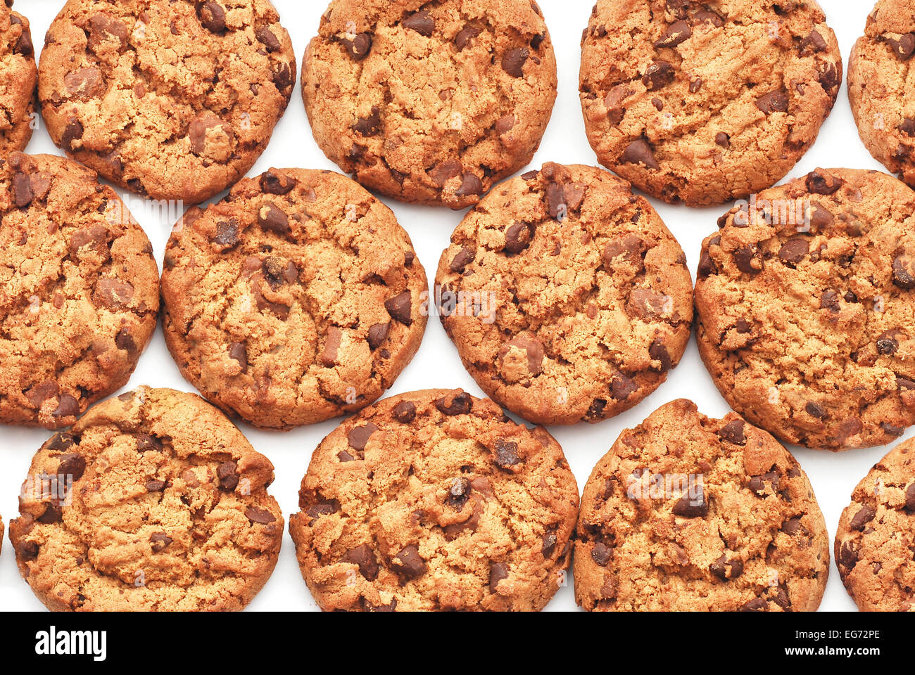 Schokoladenflocken Cookies Hintergrund Stockfoto