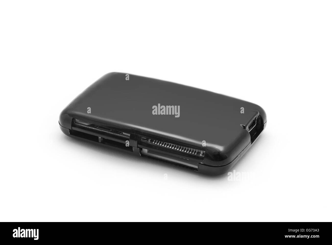 USB-Speicherkarten-Lesegerät auf weiß Stockfoto