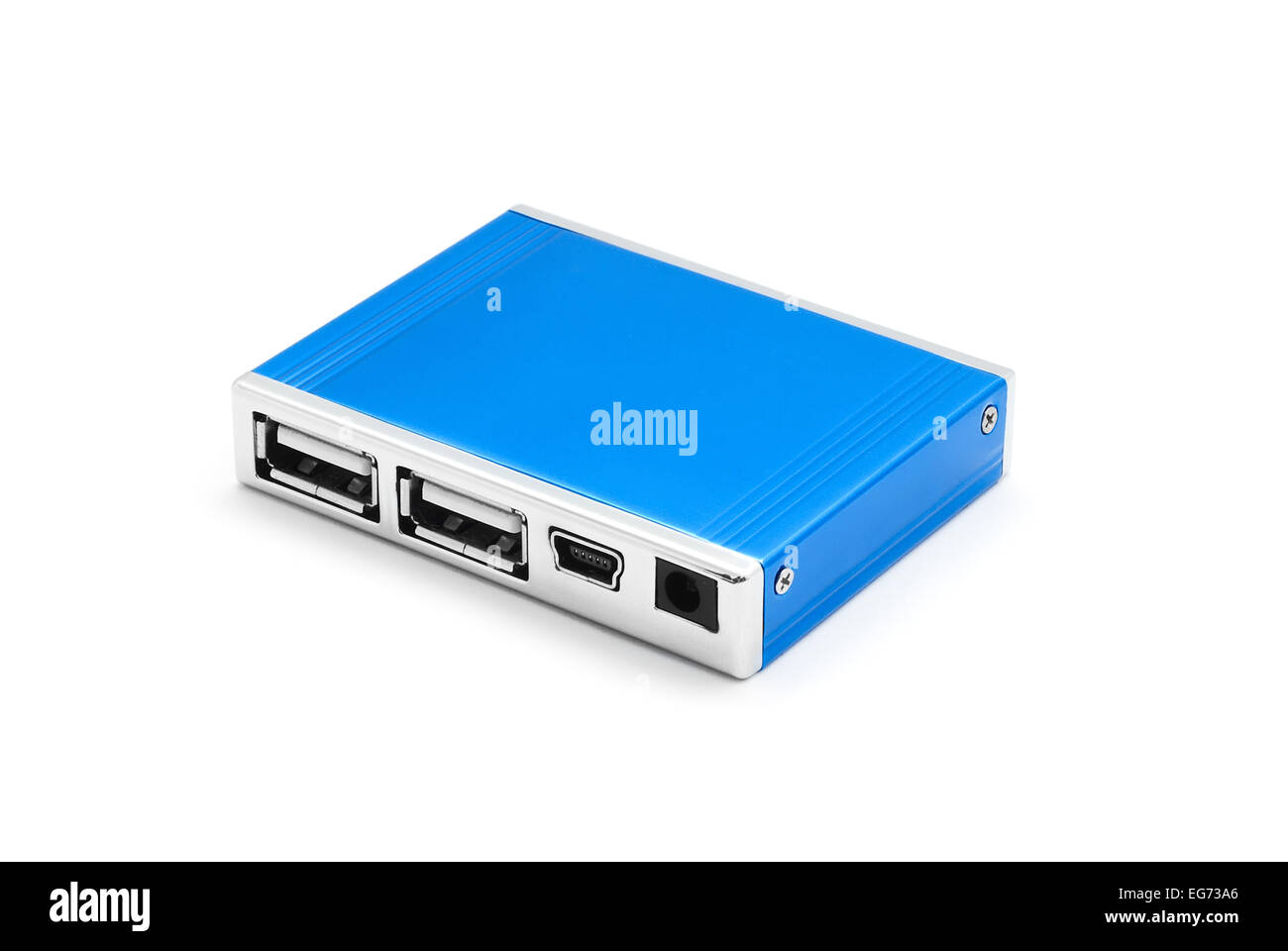 USB-Speicherkarten-Lesegerät auf weiß Stockfoto