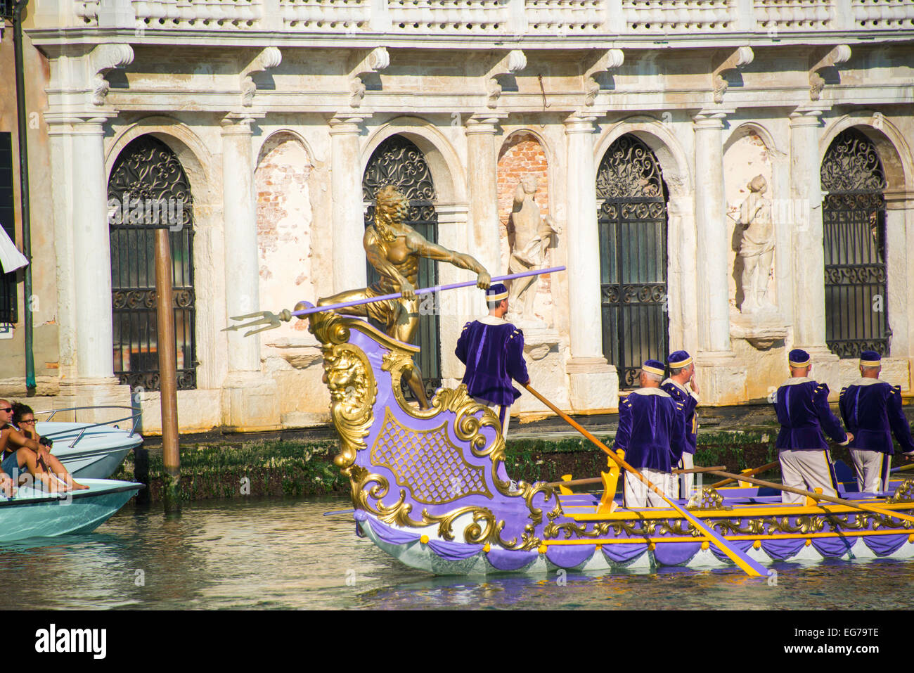 Regata Storica di Venezia Gondel Detail Stockfoto