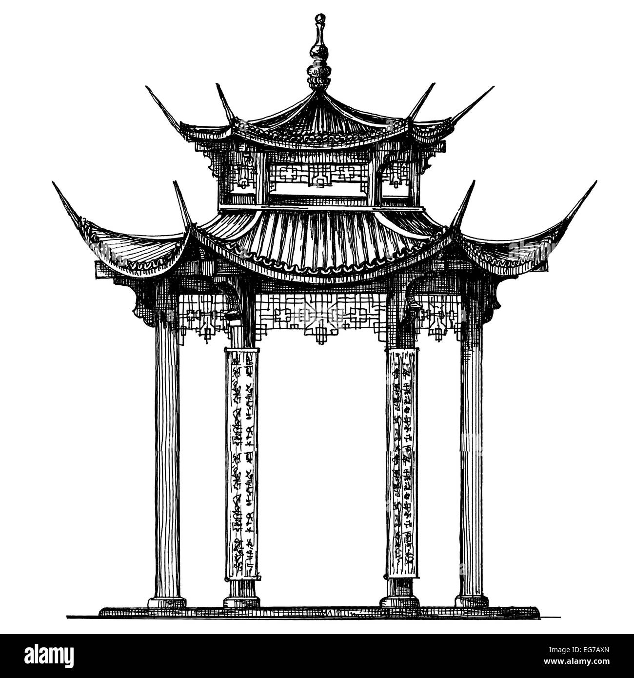 Skizze. Tempel auf einem weißen Hintergrund. Vektor-illustration Stockfoto