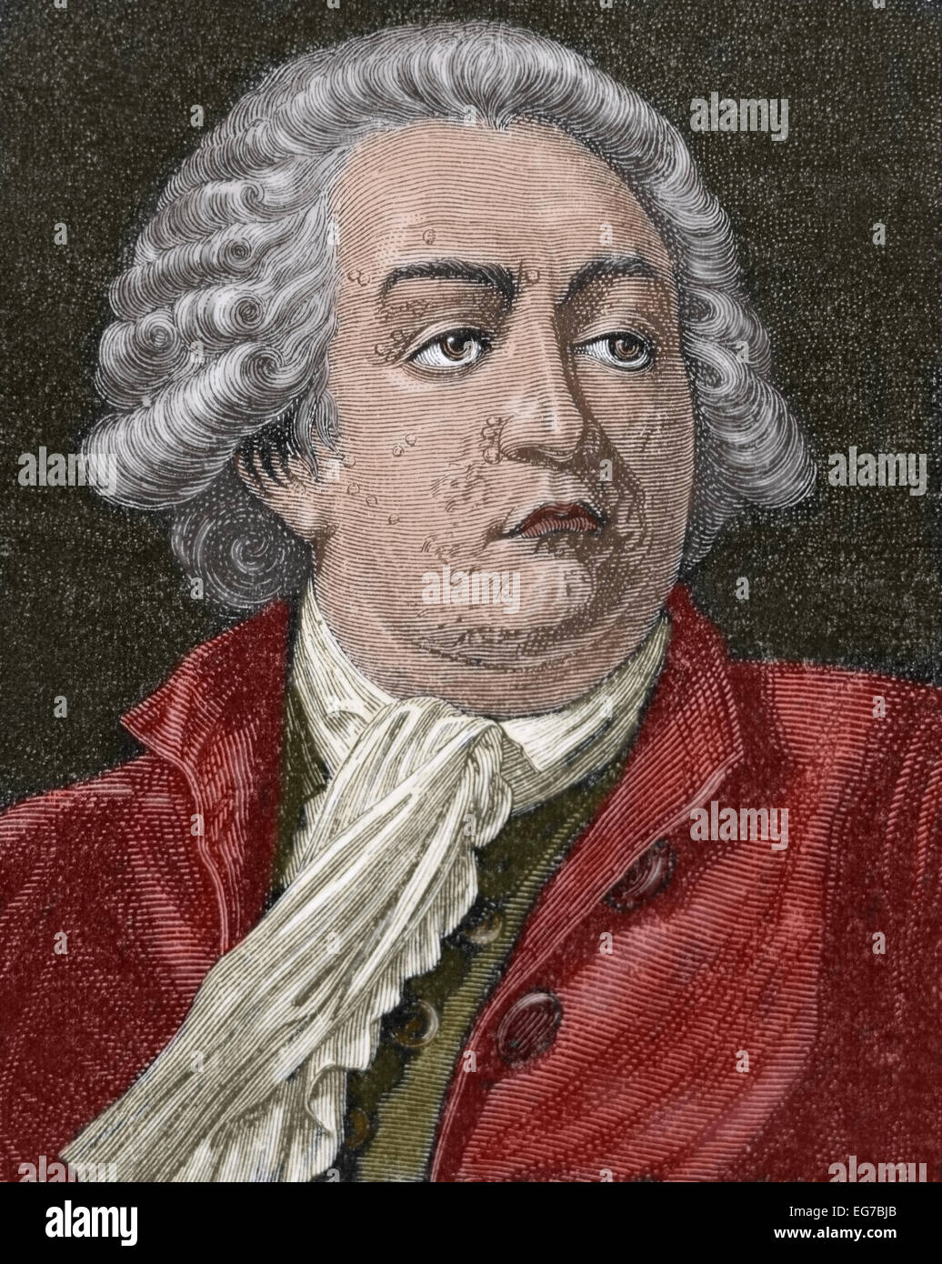 Honoré Gabriel Riqueti, Comte de Mirabeau (1749-1791). Französischer Politiker, Führer der frühen Phasen der französischen Revolution. Porträt. Gravur in "Nuestro Siglo", 19. Jahrhundert. Farbige. Stockfoto