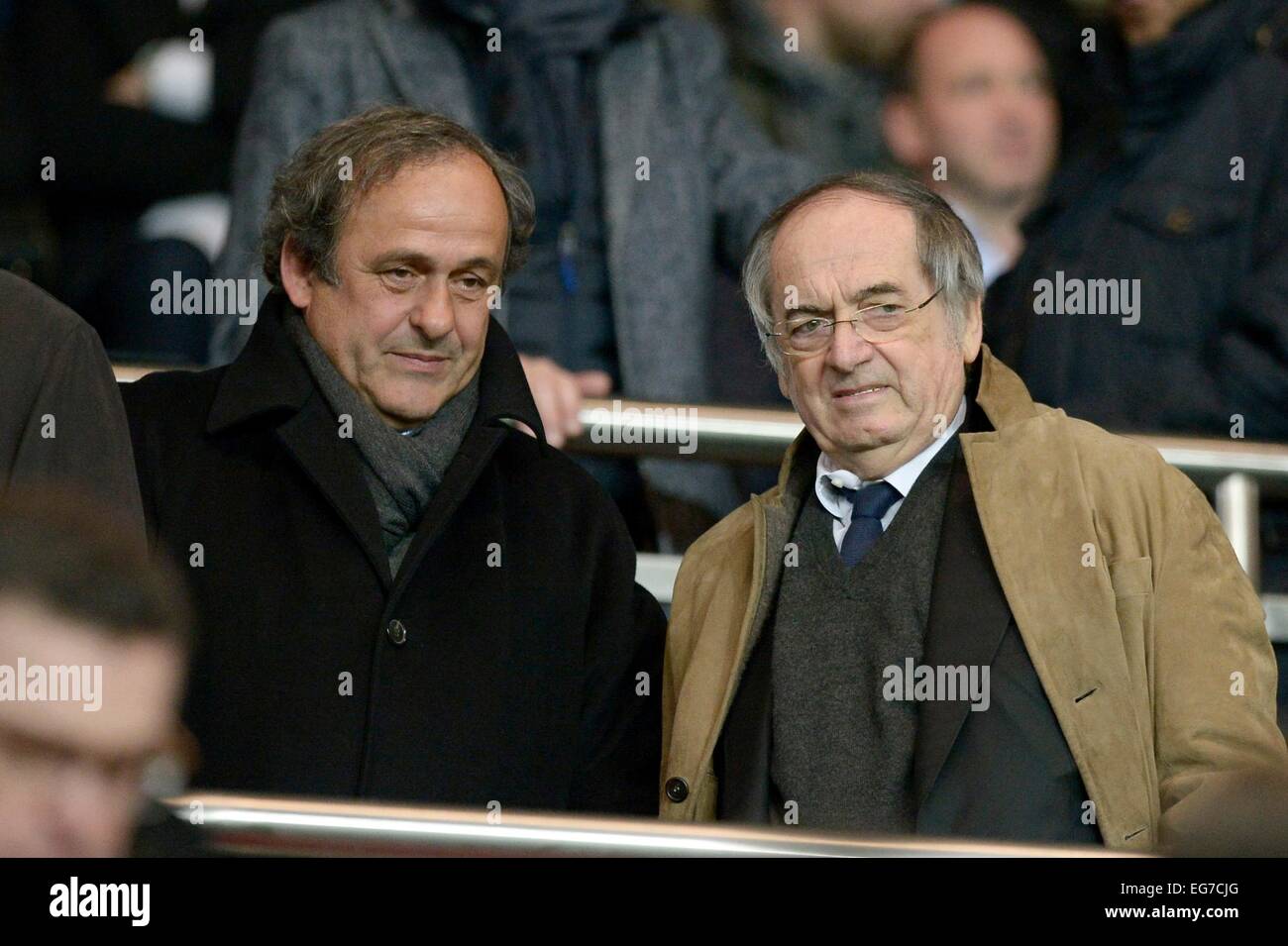 Michel PLATINI / Noel LE GRAET - 17.02.2015 - Paris Saint-Germain / Chelsea - 1/8Finale Aller Champions League.Photo: Andre Ferreira / Icon Sport. Stockfoto