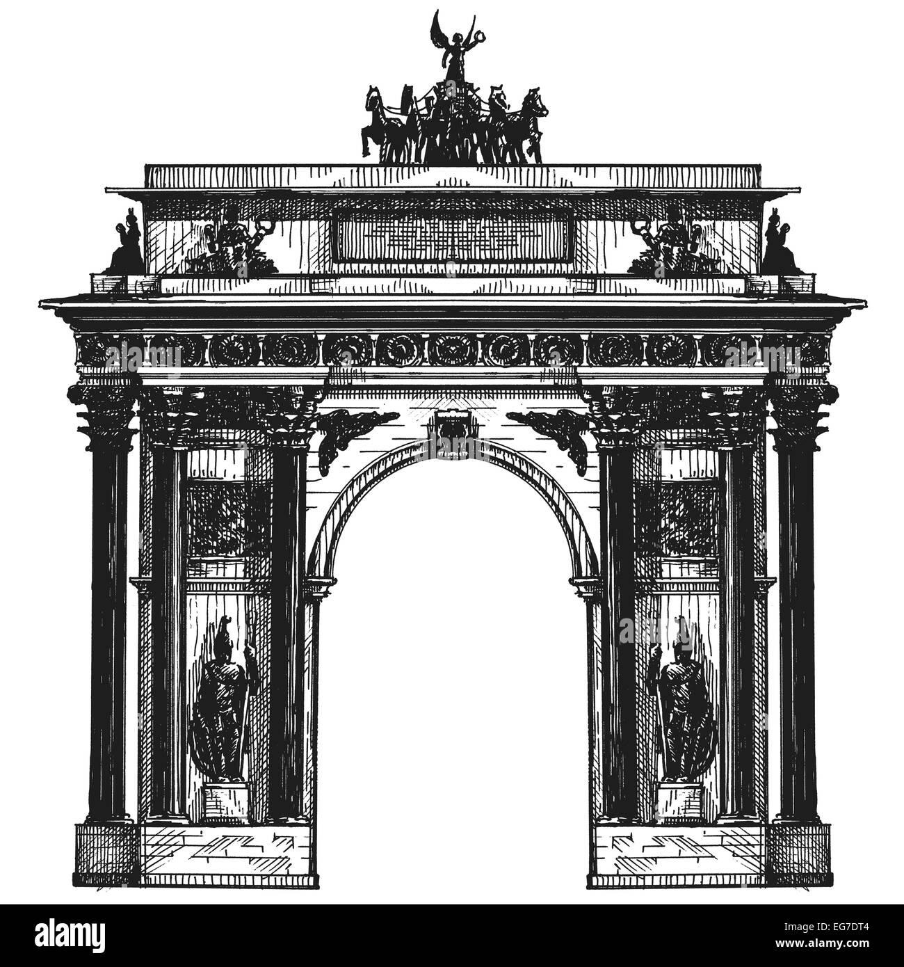 Skizze. Architektur in Deutschland auf einem weißen Hintergrund. Vektor-illustration Stockfoto