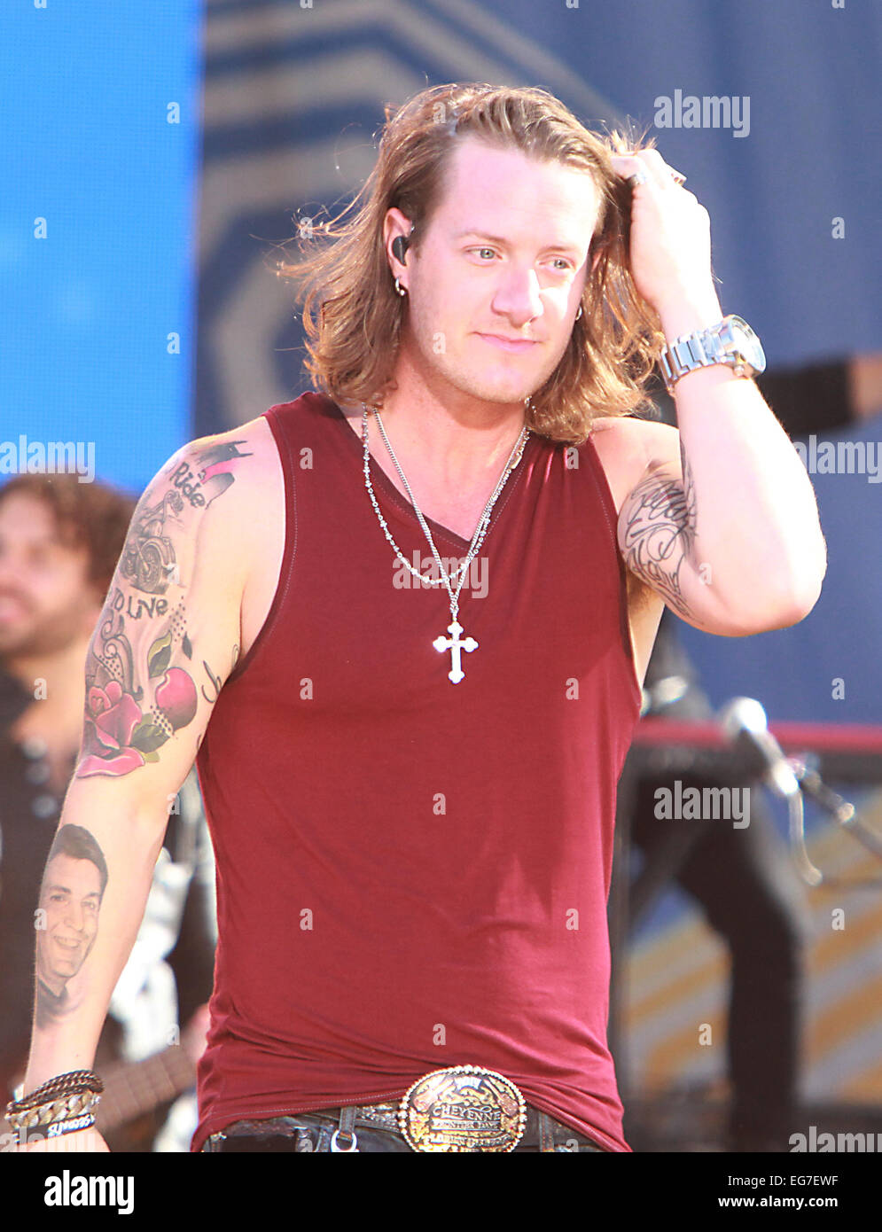 Florida Georgia Line führen Sie live auf der "Good Morning America" 2014 Summer Concert Series auf den Central Park SummerStage Featuring: Tyler Hubbard von Florida Georgie Linie wo: New York City, New York, USA bei: 15. August 2014 Stockfoto