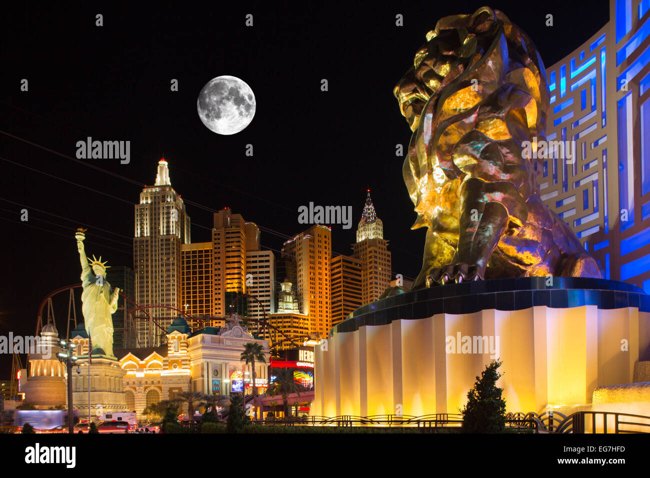 LION MGM GRAND NEW YORK NEW YORK HOTEL-CASINOS DIE STRIP LAS VEGAS NEVADA, USA Stockfoto