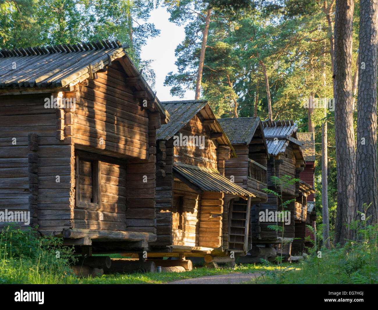 Traditionelle ländliche Hütten, Finnland Stockfoto
