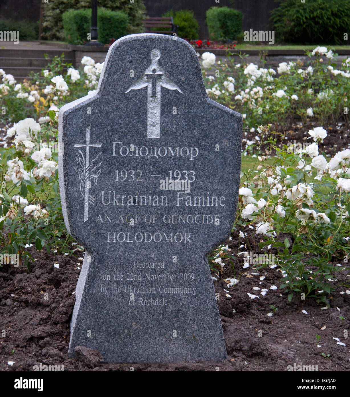 Denkmal für die ukrainische Hungersnot von 1932 / 33 in Rochdale, Lancashire, England Stockfoto