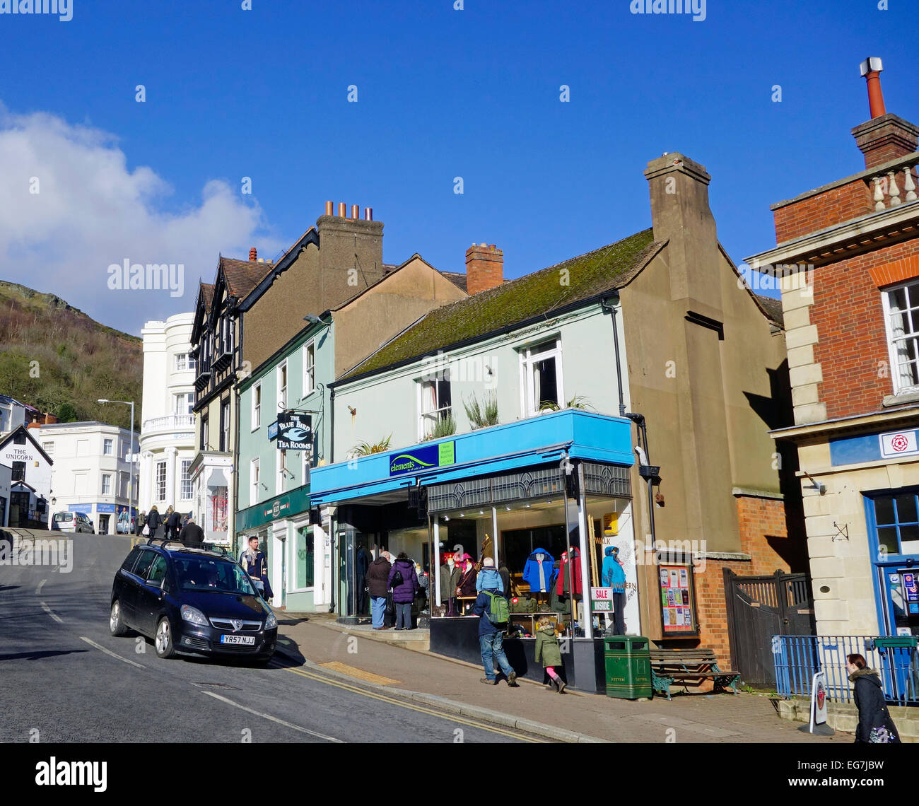 Stadt Great Malvern, Worcestershire, England, Großbritannien im Winter Stockfoto