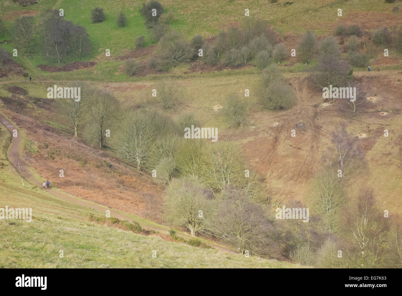 Lady Howard de Walden Laufwerk (Teil des Weges Worcestershire) & Green Valley, Malvern Hills, Worcestershire, England, UK Stockfoto