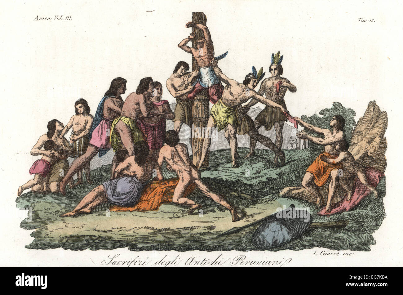Menschliches Opfer unter die alten Peruaner (Inka). Stockfoto