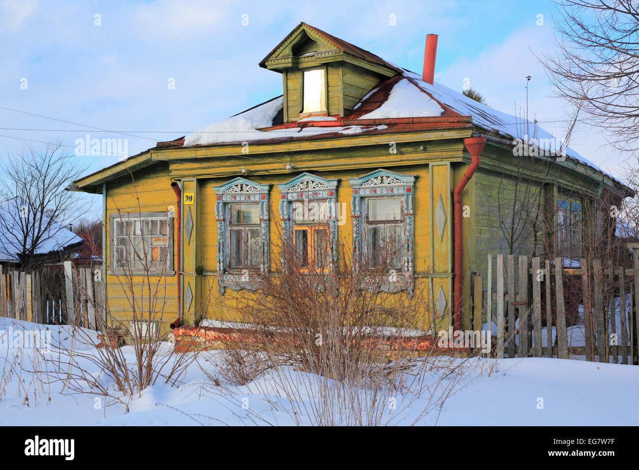 Vintage Holz Landhaus, Chernizh, Vladimir Region, Russland Stockfoto