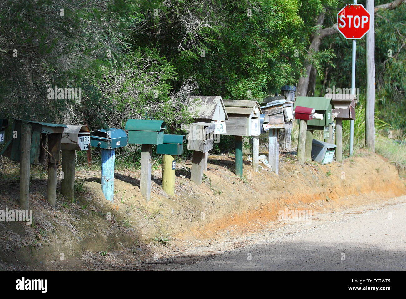 Briefkästen im Land Victoria Australien Stockfoto