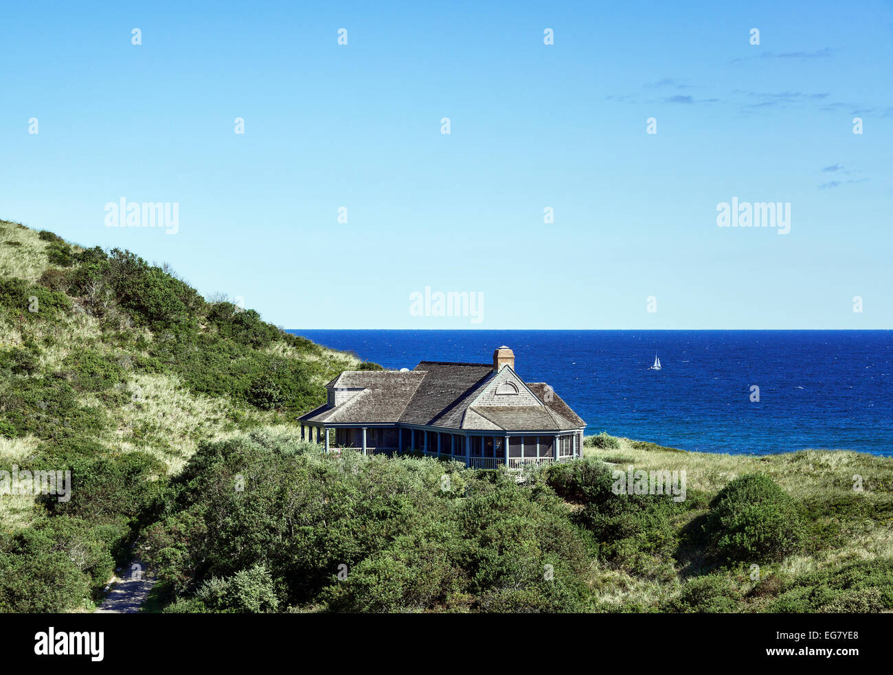 Waterfront Beach House auf Nantucket Sound, Truro, Cape Cod, Massachusetts, USA Stockfoto