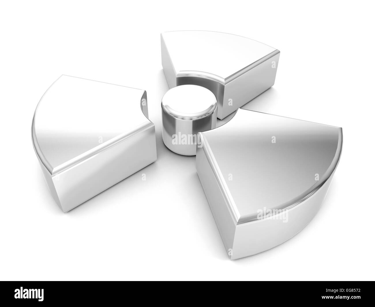 Silber Strahlung Symbol auf weißem Grund. Stockfoto