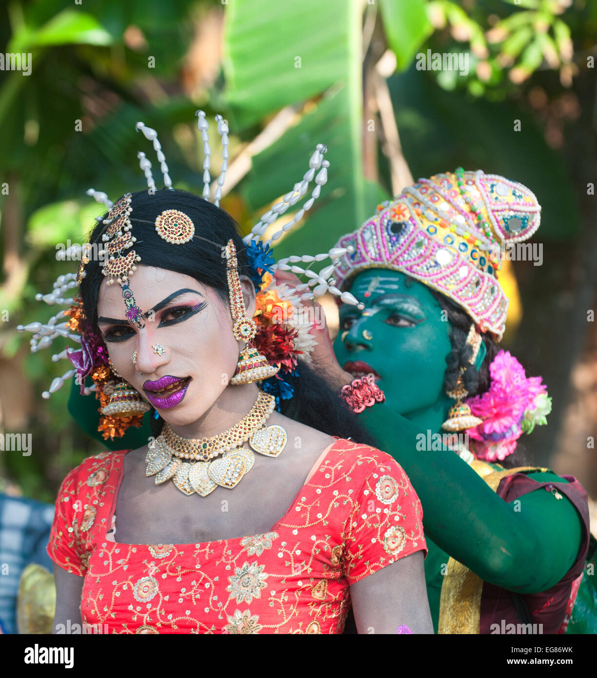 KERALA, Indien - Januar, 17: Pooram Tempelfest am 17. Januar 2013 in Kerala, Indien Stockfoto