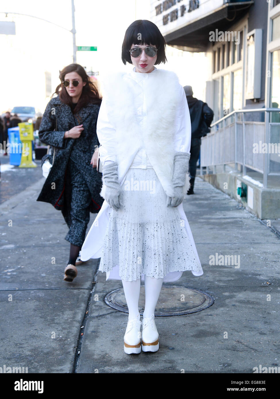 Misha Jannette Ankunft bei der Michael Kors-Modenschau in New York City - 18. Februar 2015 - Foto: Start-und Landebahn Manhattan/Charles Eshelman/Picture Alliance Stockfoto