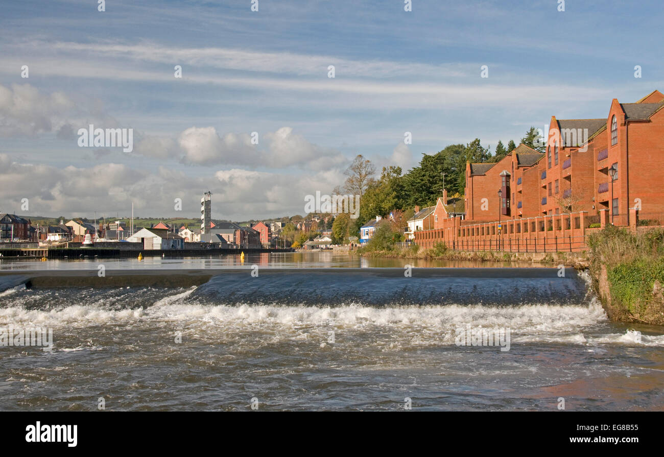 Der Fluss Exe beim Karottenhosenträger Wehr, Exeter Stockfoto
