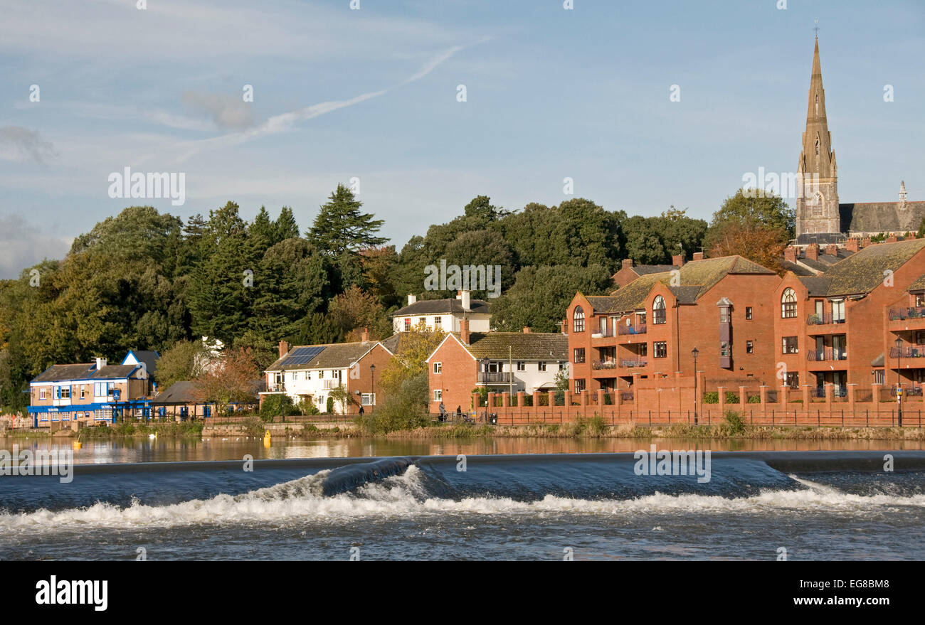 Der Fluss Exe beim Karottenhosenträger Wehr, Exeter Stockfoto