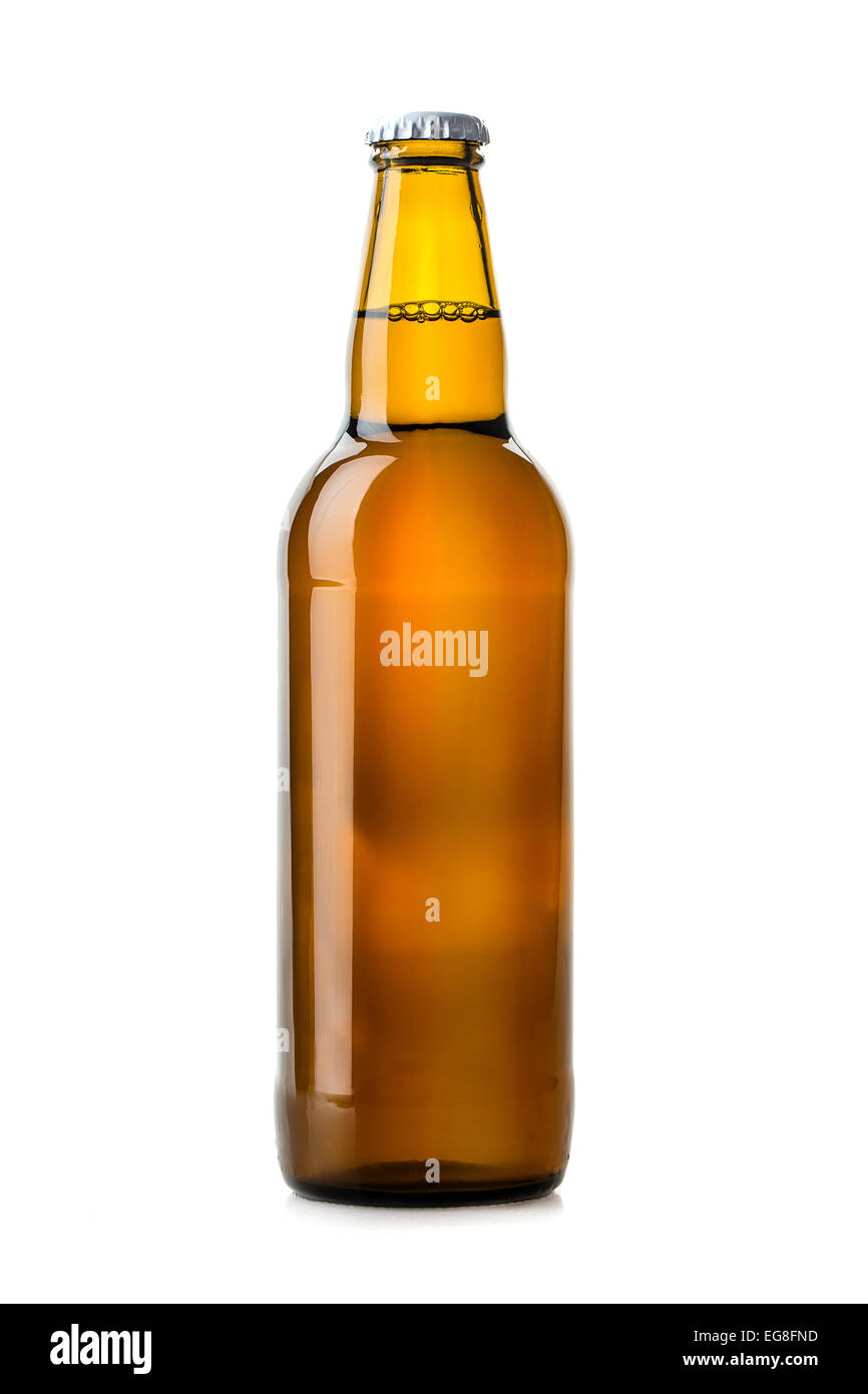 Bier Flasche weißen Hintergrund isoliert Stockfoto