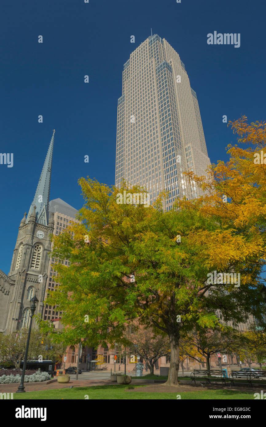 KEY BANK TOWER WOLKENKRATZER (© CESAR PELLI 1991) DOWNTOWN CLEVELAND OHIO USA Stockfoto