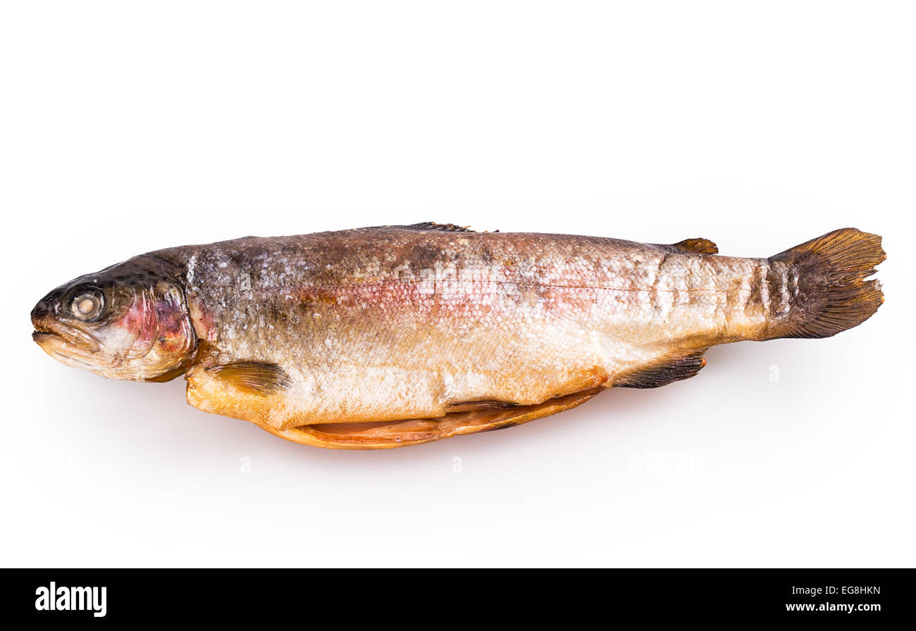 geräucherter Fisch Essen Makrele Fisch isoliert Stockfoto