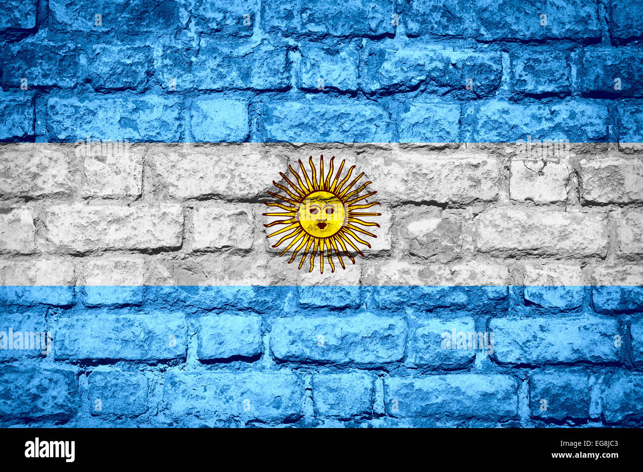 Flagge von Argentinien oder argentinischen Banner auf Stein Textur Stockfoto