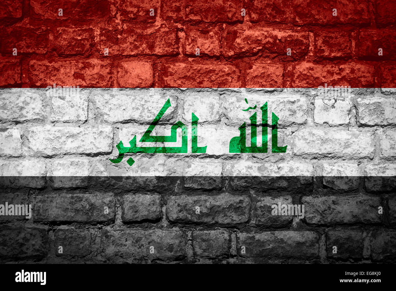 Flagge des Irak oder irakischen Banner auf Stein Textur Stockfoto