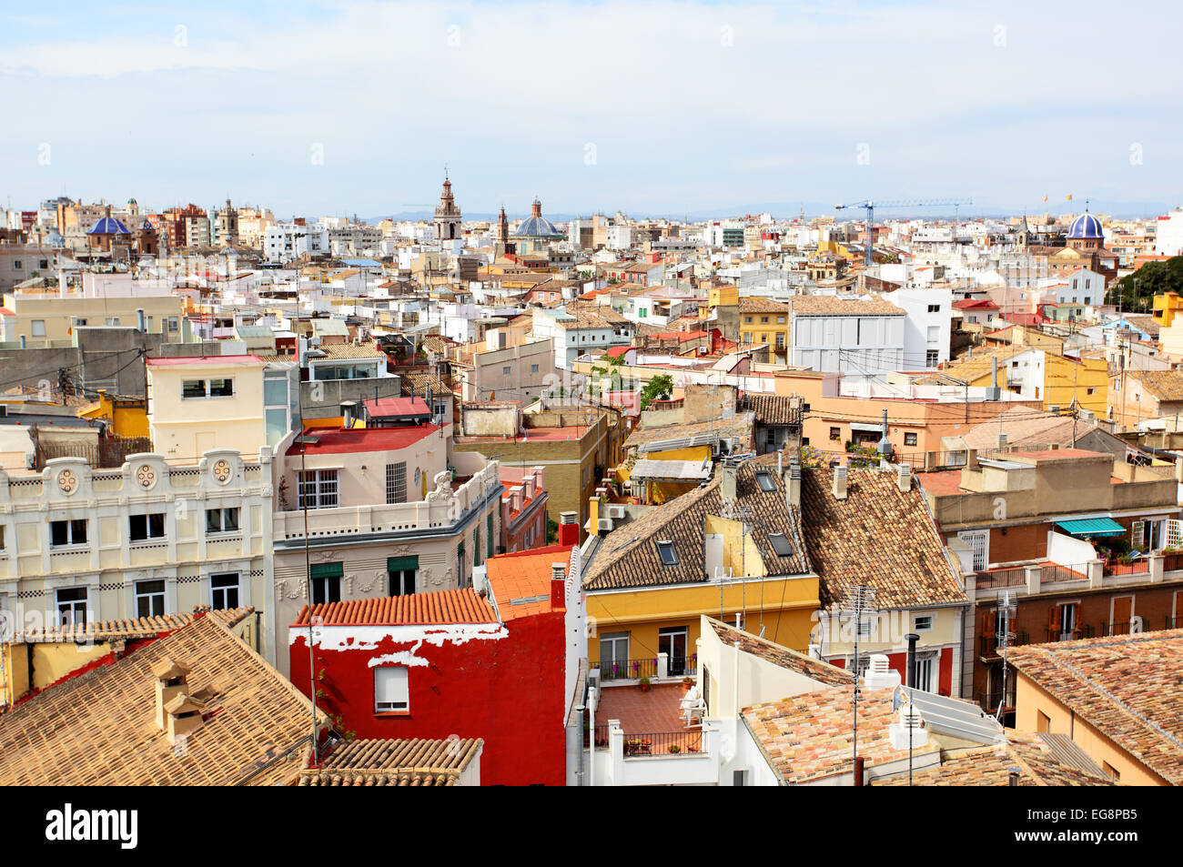Panoramablick auf das historische Zentrum von Valencia, Spanien Stockfoto