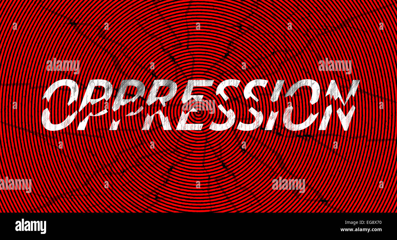 Wort-Unterdrückung in Stücke, im Grunge-Stil - ein Konzept der Abbau Unterdrückung gebrochen Stockfoto