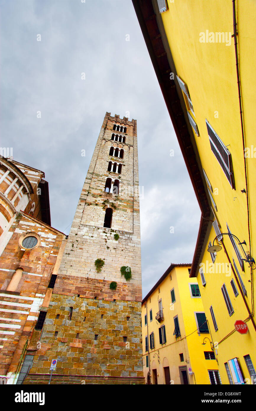 Glockenturm der Kirche von San Frediano in Lucca, Italien Stockfoto