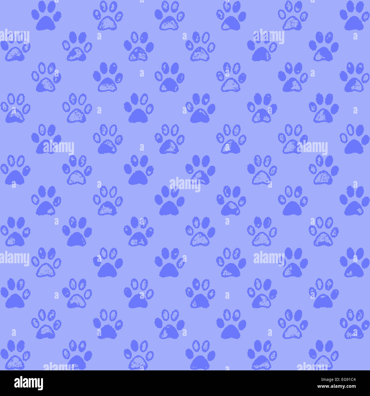 Pfotenabdrücke in blau, eine nahtlose Hintergrundmuster Stockfoto