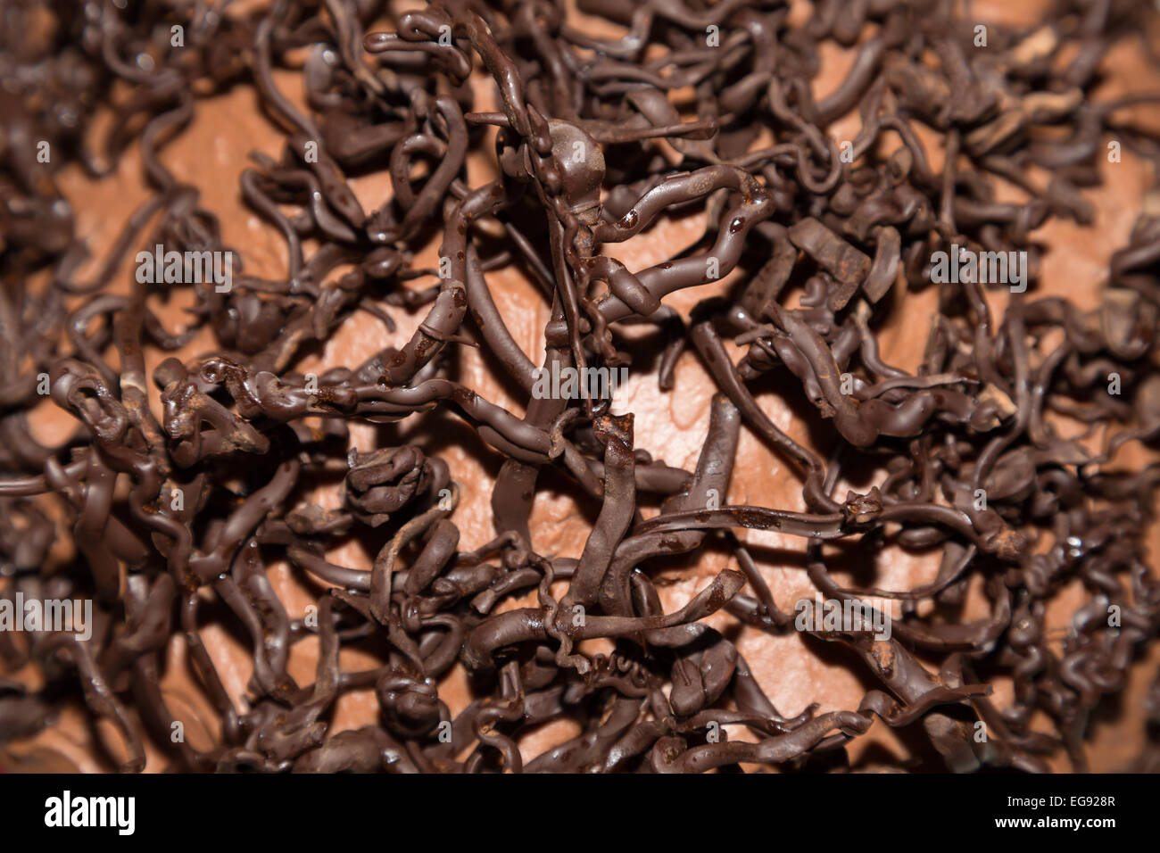Bild von einigen geschmolzene Schokolade threads Stockfoto