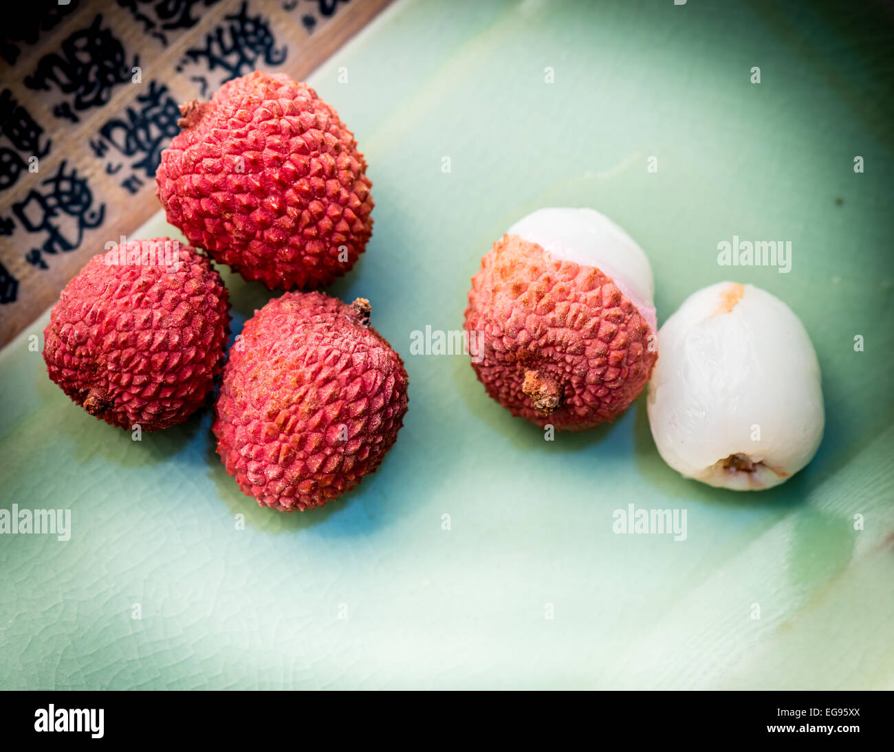 Lychee Früchte auf einem Teller Stockfoto