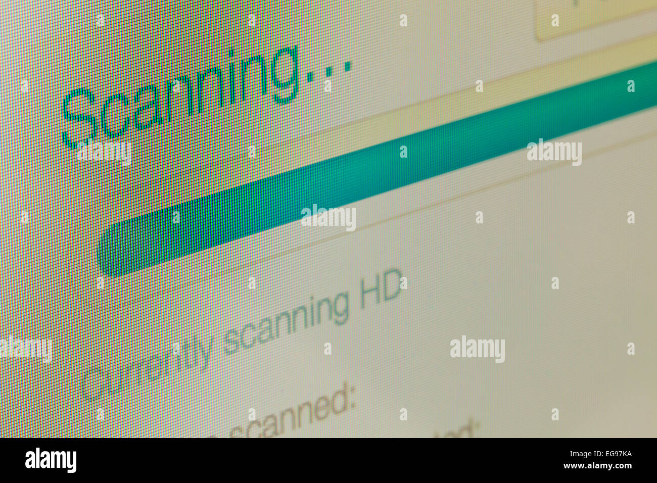 Anti-Virus Scan Nachricht auf LCD-Bildschirm Stockfoto